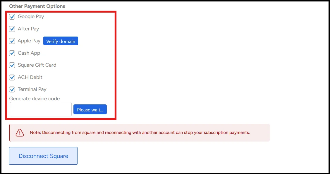 Enabling Apple Pay and other payment options