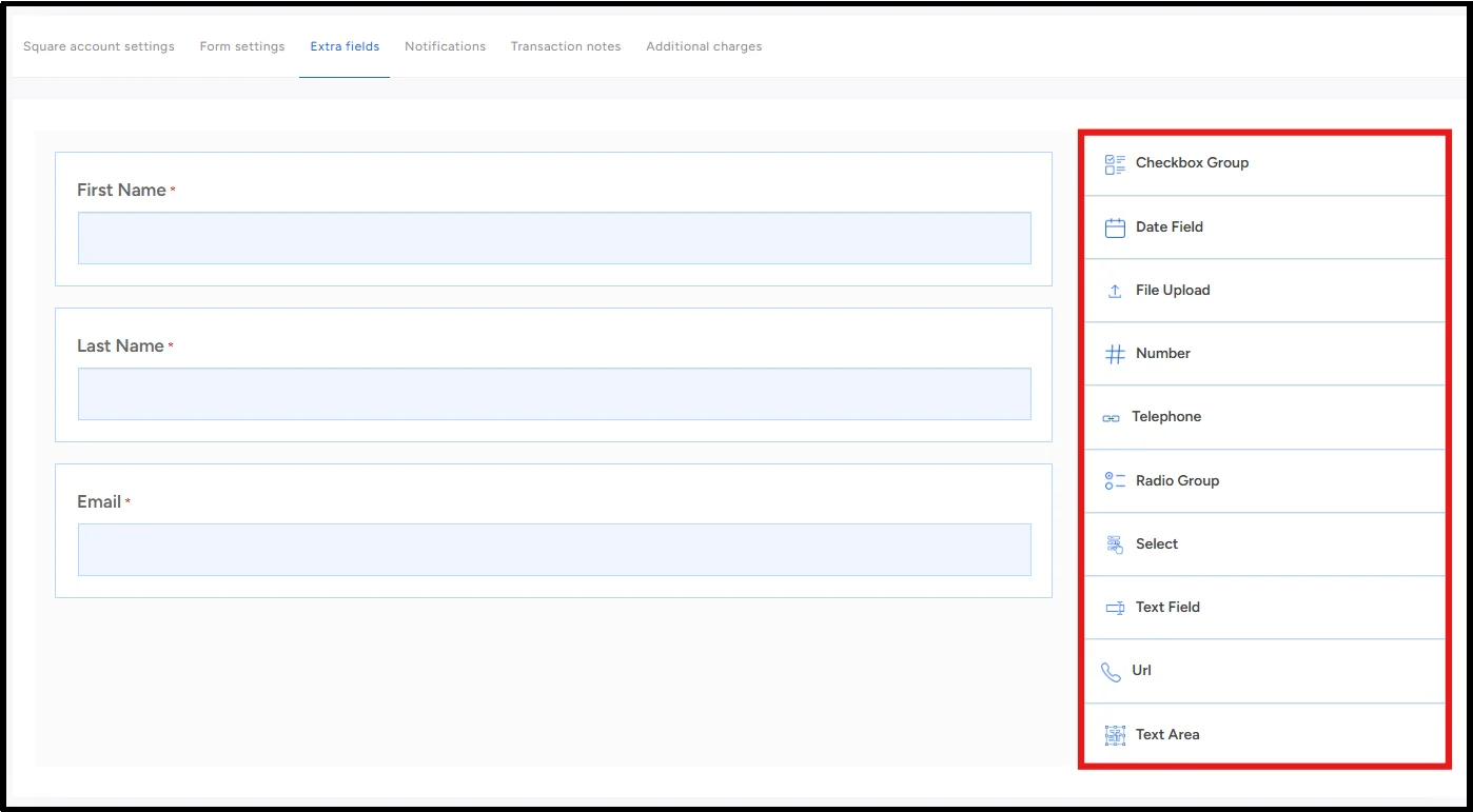 Drag and drop interface arranging form fields