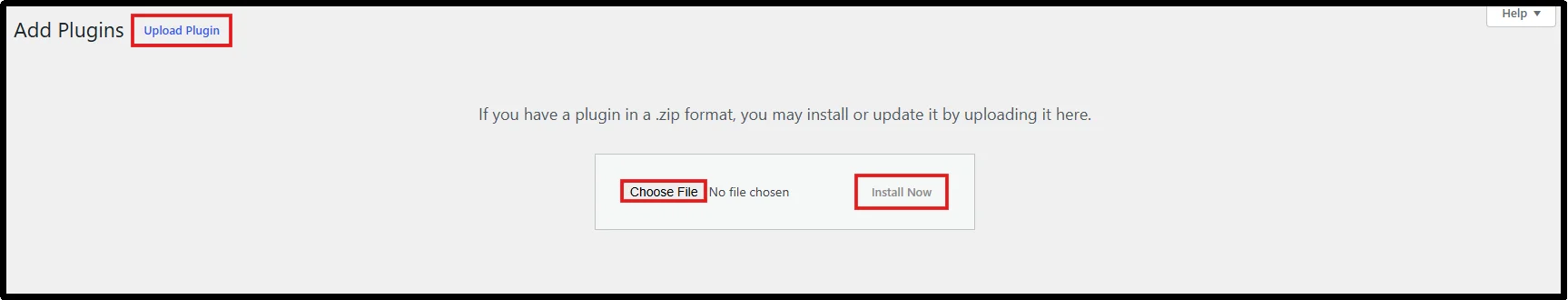 Select Upload Plugin in the WordPress dashboard