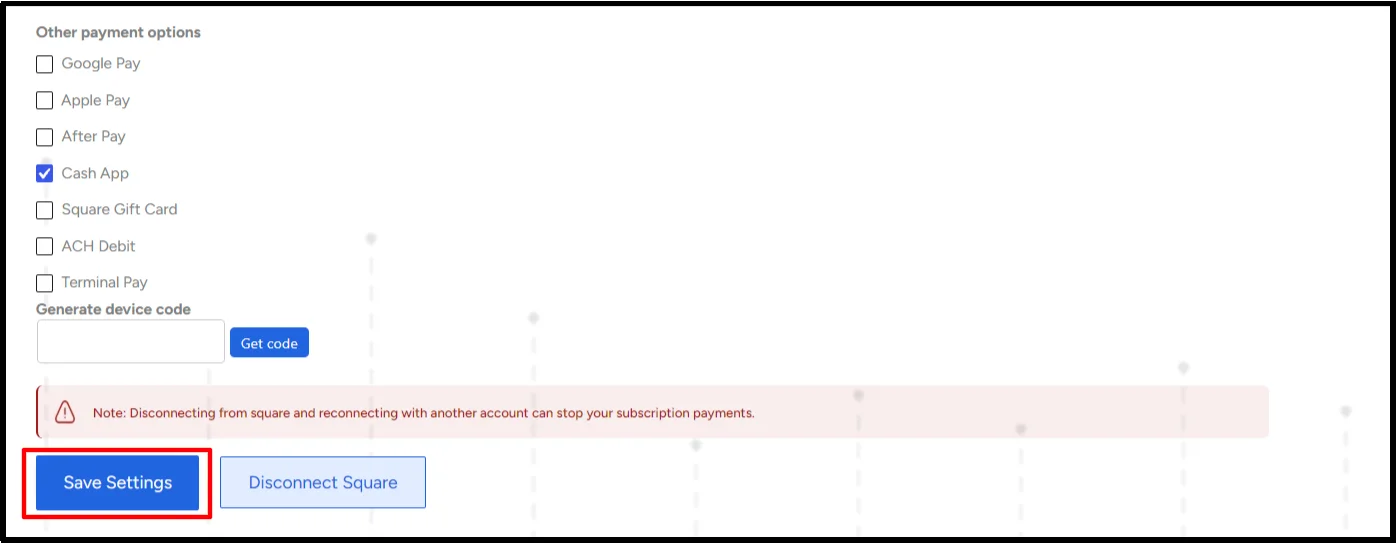 Save Settings button highlighted after enabling Cash App in WP Easy Pay