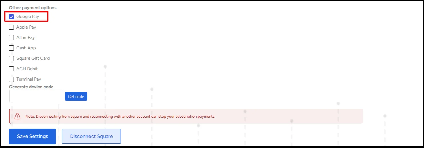 Google Pay checkbox selected under other payment options in WP Easy Pay