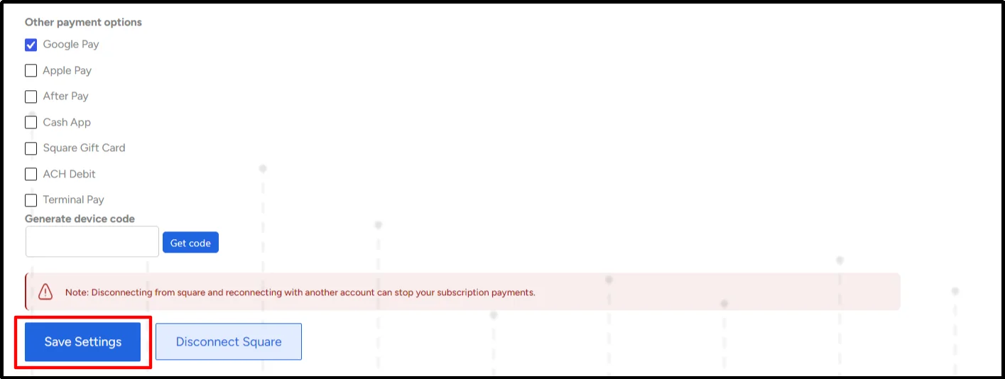 Save Settings button highlighted after enabling Google Pay in WP Easy Pay