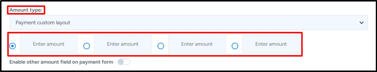 Amount type dropdown and multiple amount fields in WP Easy Pay form settings