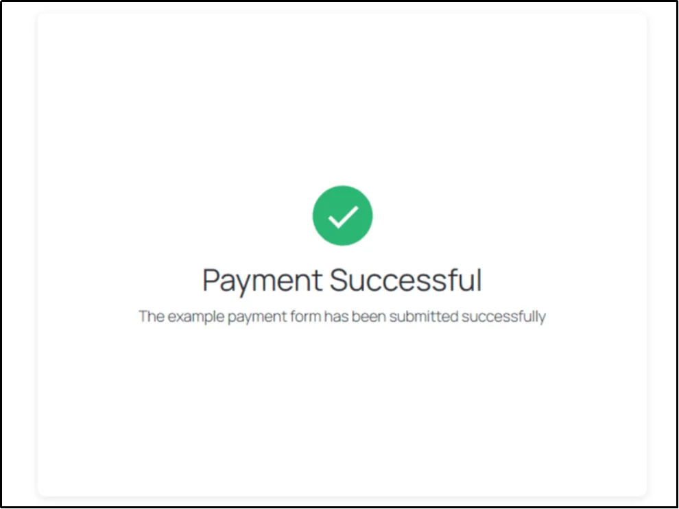Payment Successful message after testing Square payments on WordPress