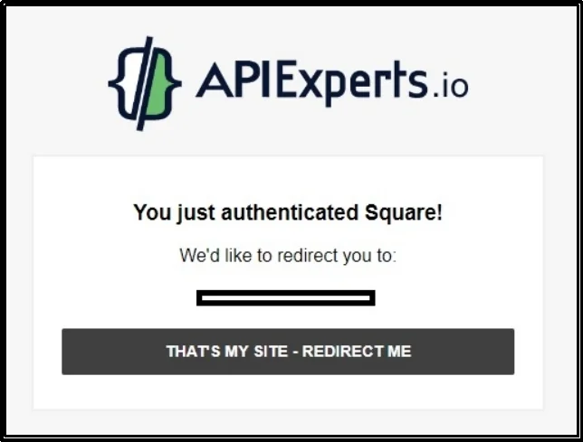 Square redirect confirmation prompt