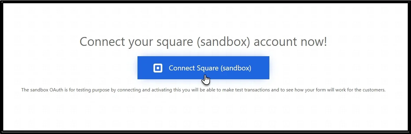 Connect Square Sandbox button in plugin settings