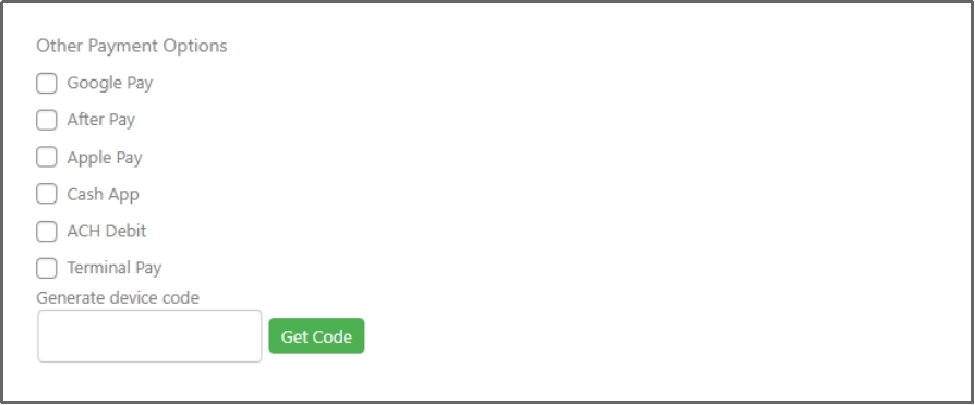 Multiple payment options.