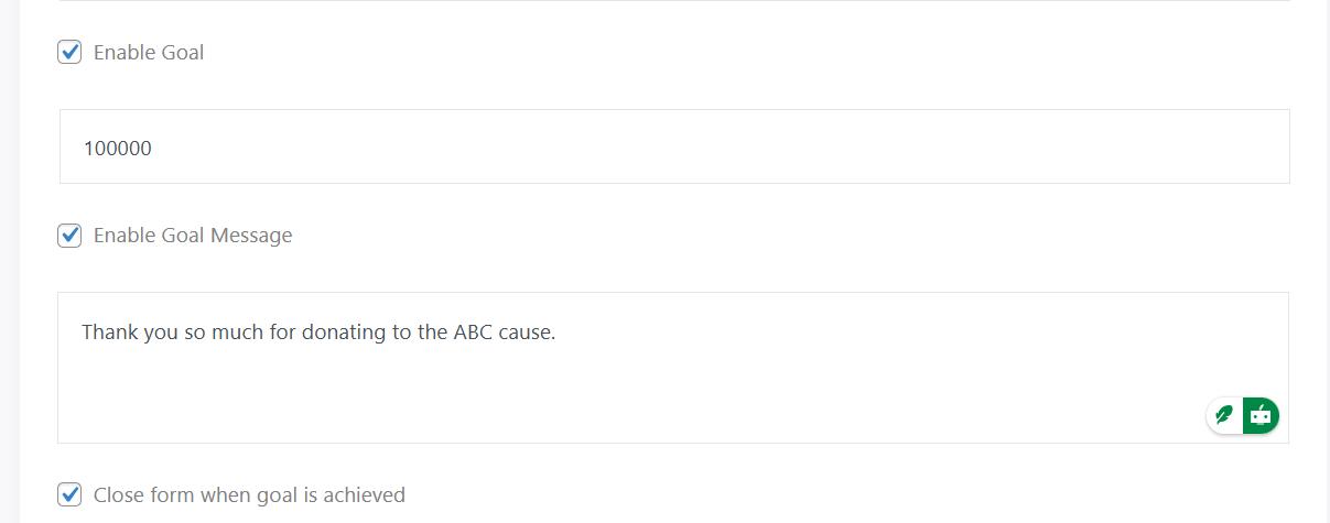 Enable donation goal