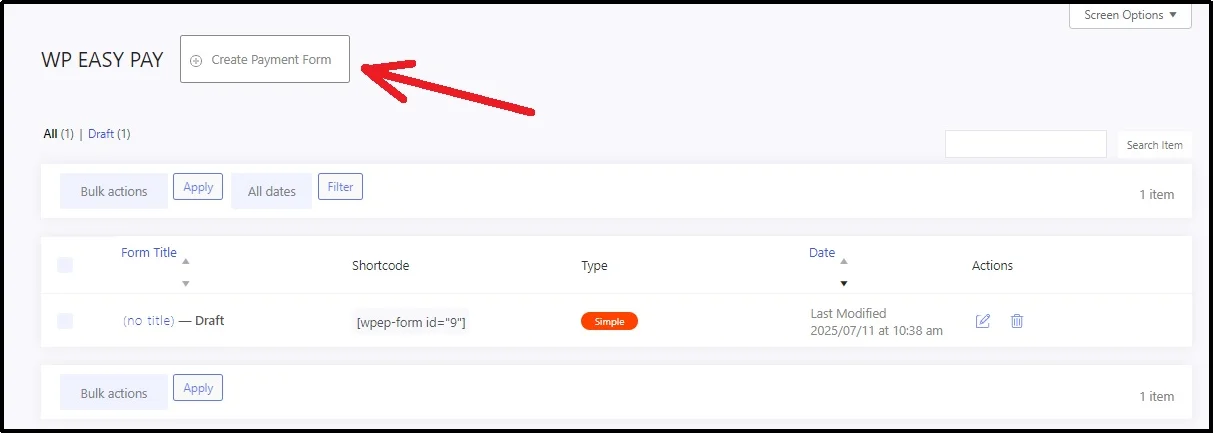 Interface to build a new payment form.