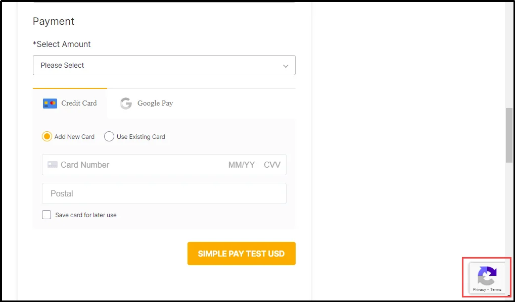 Example of a successful test payment.