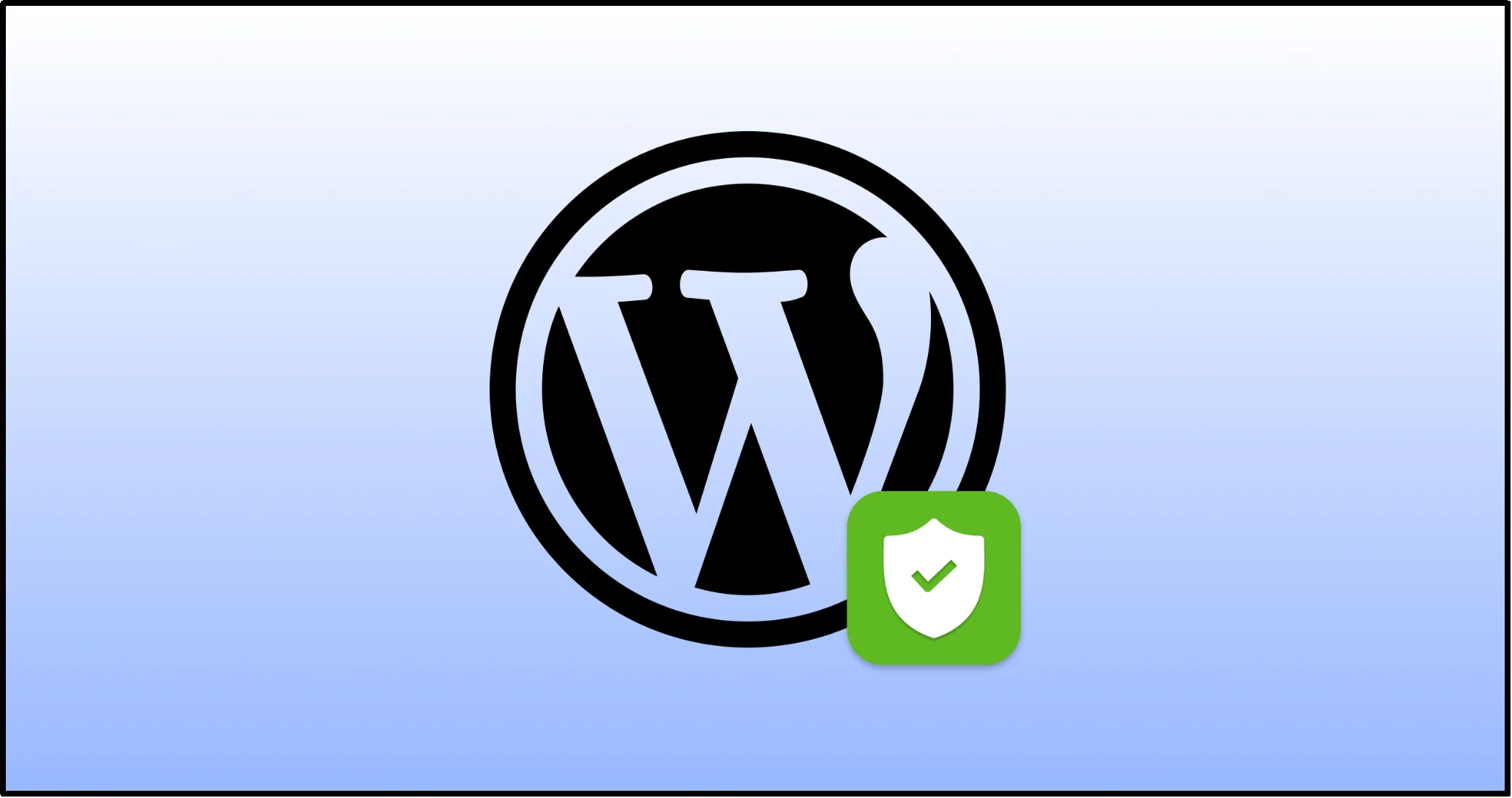 WordPress logo with security shield checkmark