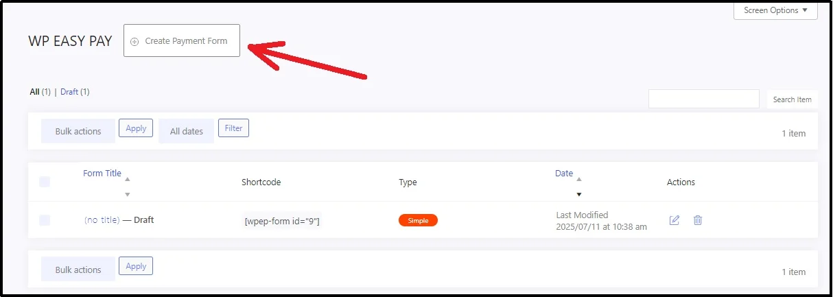 Create a new payment form in WP EasyPay