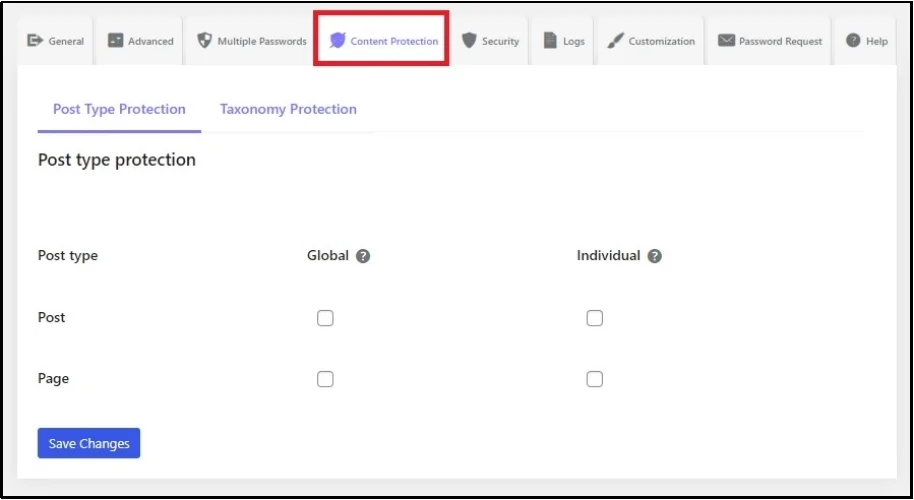 Content protection settings in WP EasyPay