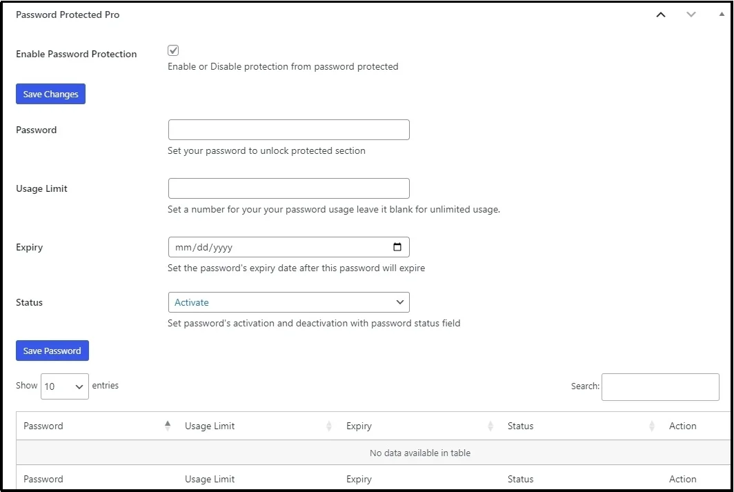 Click Save Password for protected content
