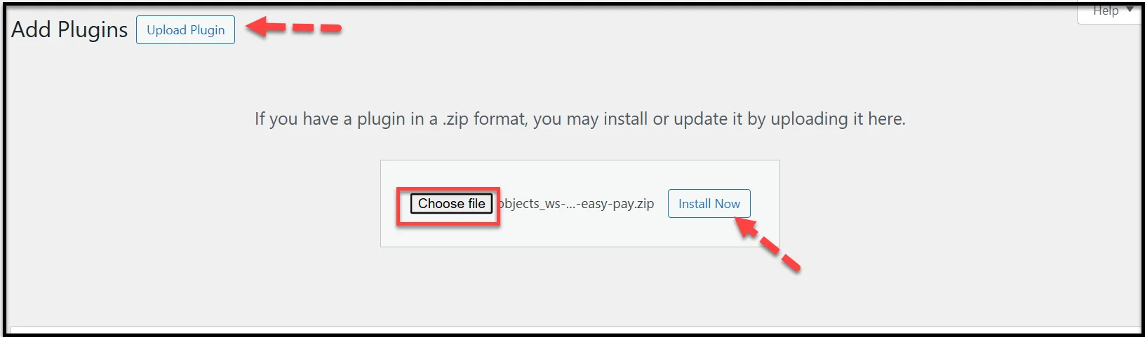 WP EasyPay Pro plugin file ready for installation