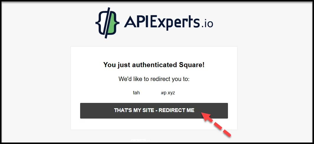 Redirected to confirmation page after Square connection