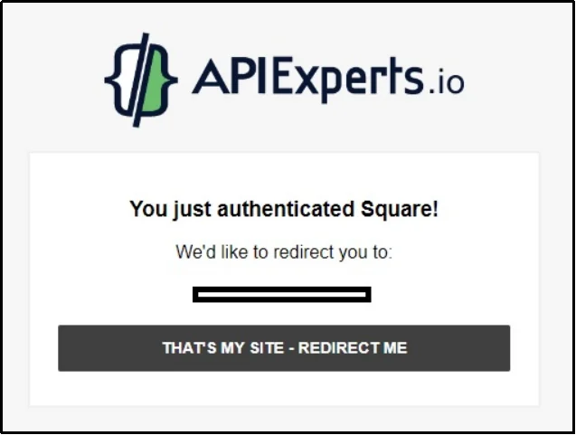 Redirect Me option to complete Square account connection