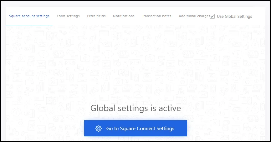 Square Account Settings tab in WP EasyPay plugin