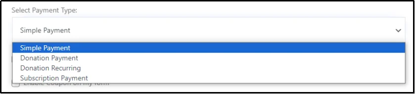 Select Donation Payment option in form settings