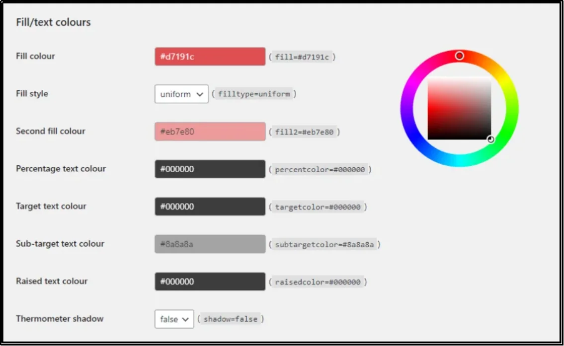 Customization options for thermometer colors and labels