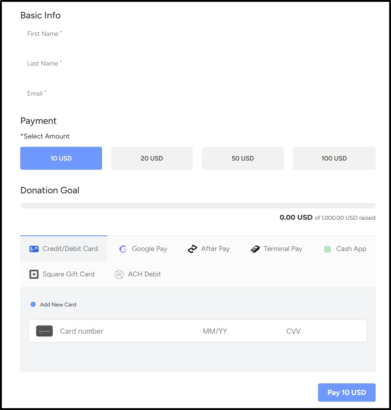 Donation progress bar live on published form