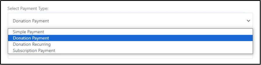 Option to select donation payment method in EasyPay form