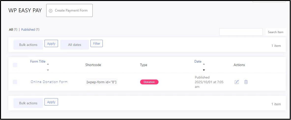 Complete donation form layout in EasyPay plugin