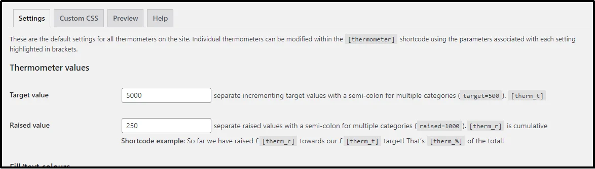 Field to enter the donation target value in EasyPay thermometer