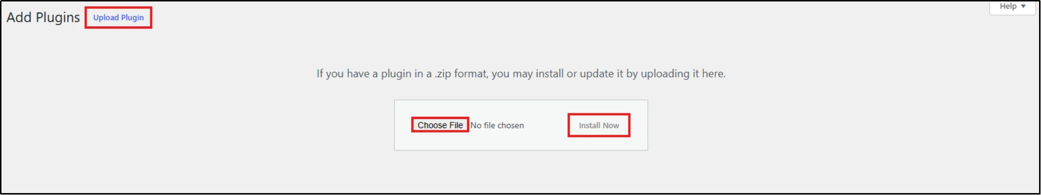 Upload Plugin screen with Choose File button