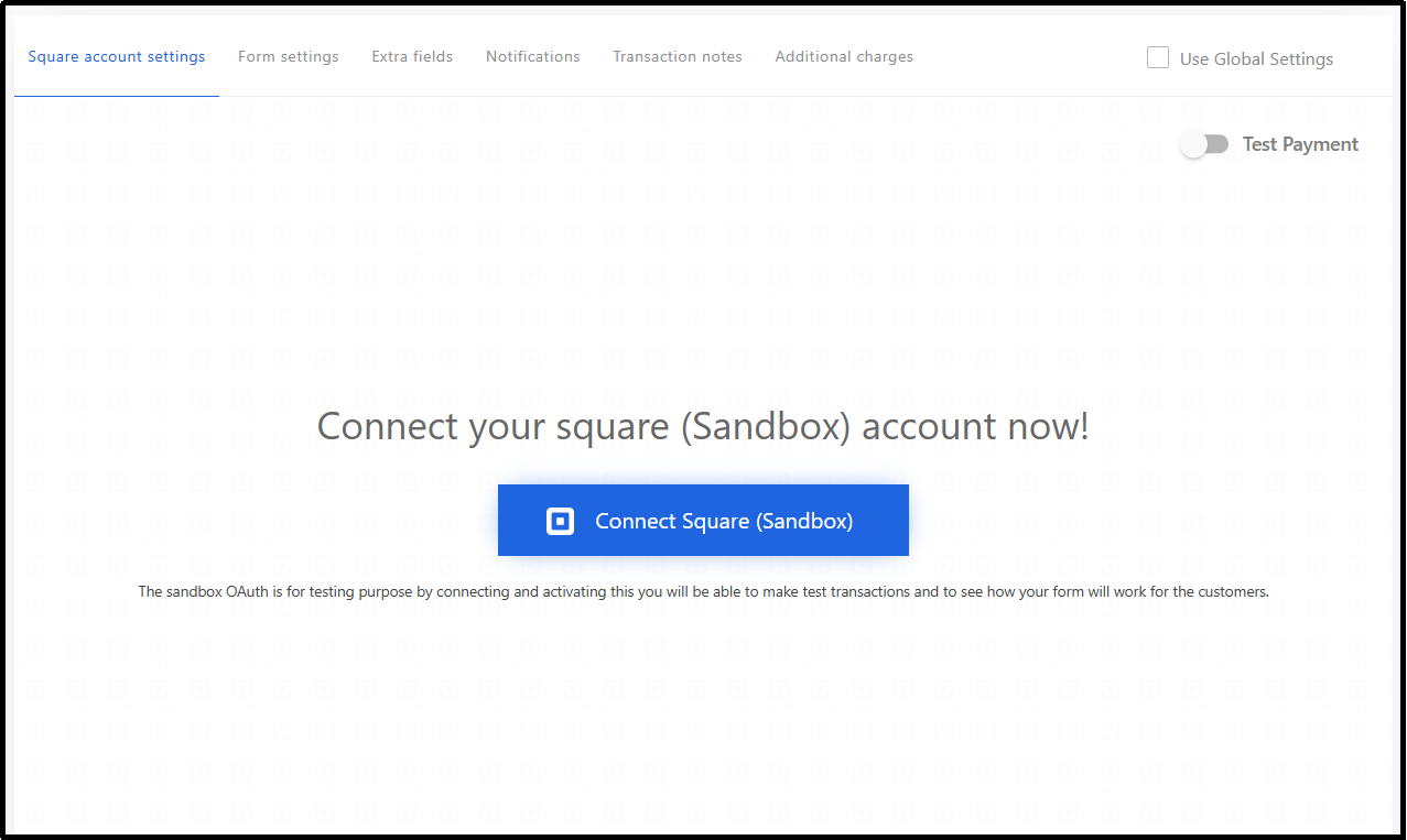 Clicking Connect Square Sandbox in WP EasyPay