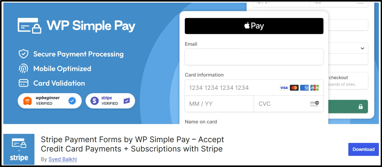 WP Simple Pay Stripe payment plugin