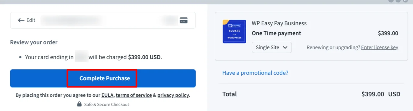 Click Complete Purchase button