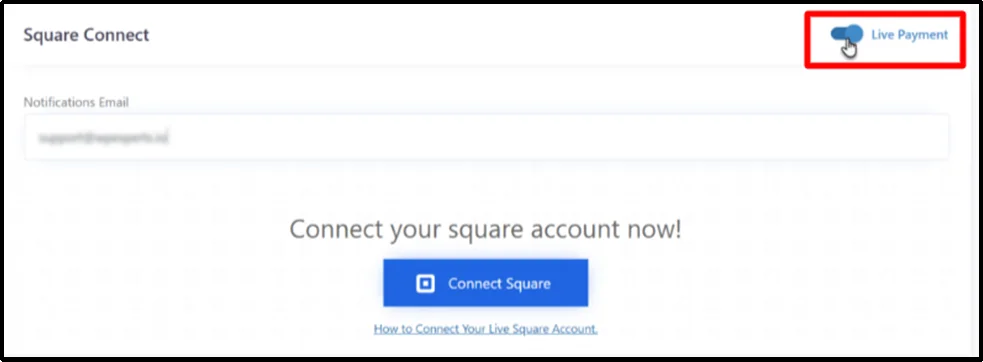 Switch payment type to live mode