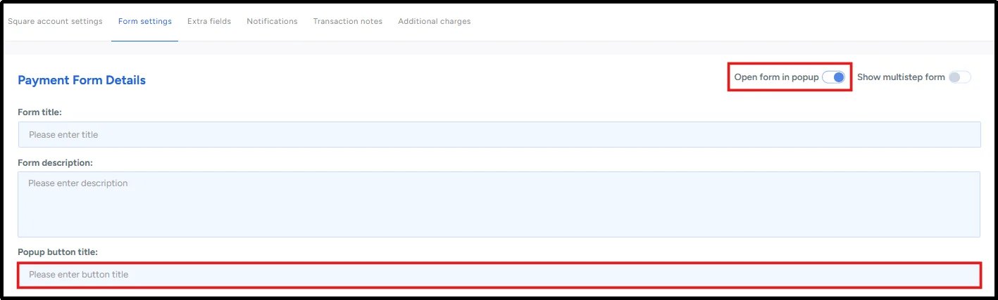 Setting the popup button title to Buy Now in the WP Easy Pay form editor