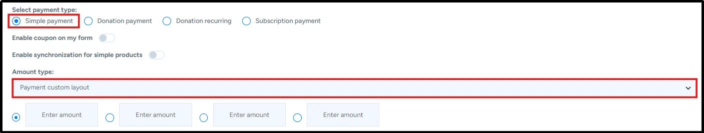 Choosing Simple Payment and a fixed amount type for a Buy Now button in WordPress