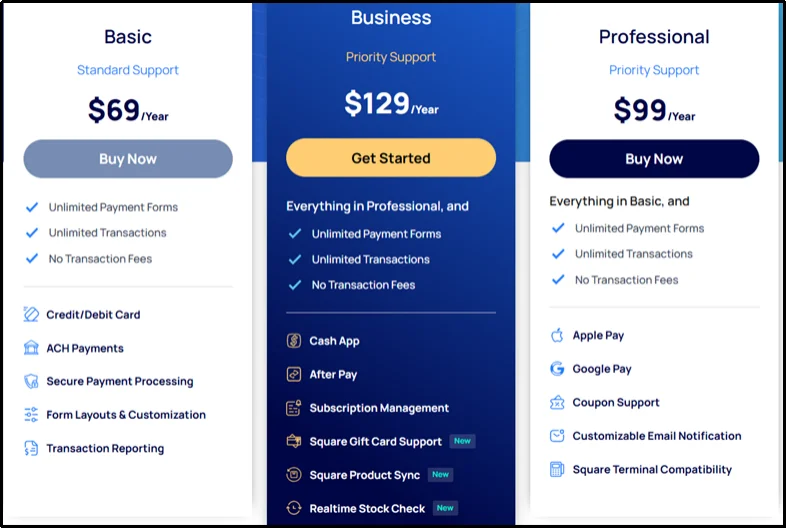 Go to the WP EasyPay pricing page to choose a plan
