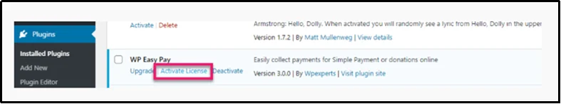 Activate WP EasyPay license in plugin settings
