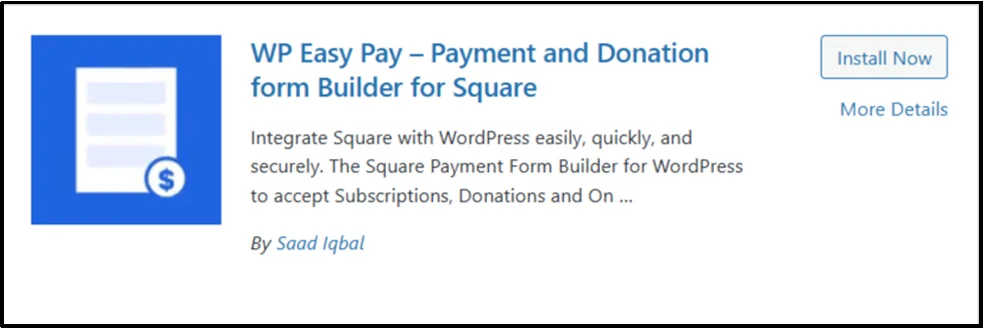 Search for WP EasyPay plugin in WordPress dashboard