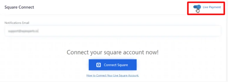 Click Connect Square option in WP EasyPay settings
