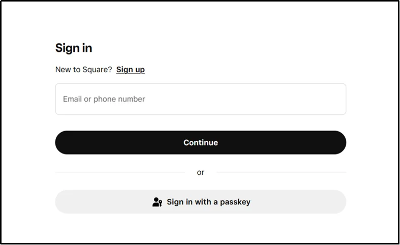 Square login panel for connecting WP EasyPay