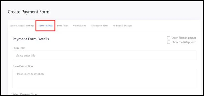 Open form settings in WP EasyPay payment form