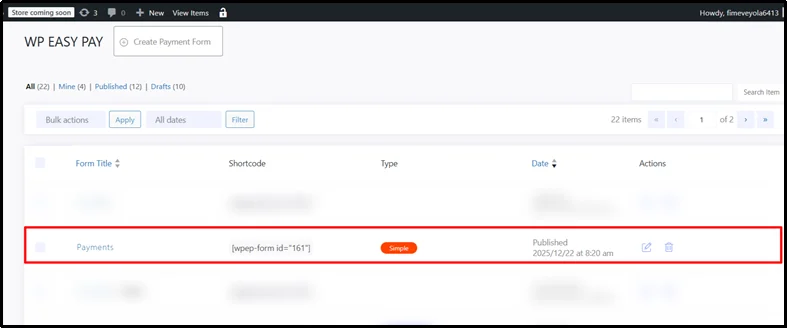 Locate and manage existing payment forms