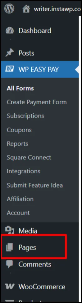 Go to Pages and click Add New in WordPress