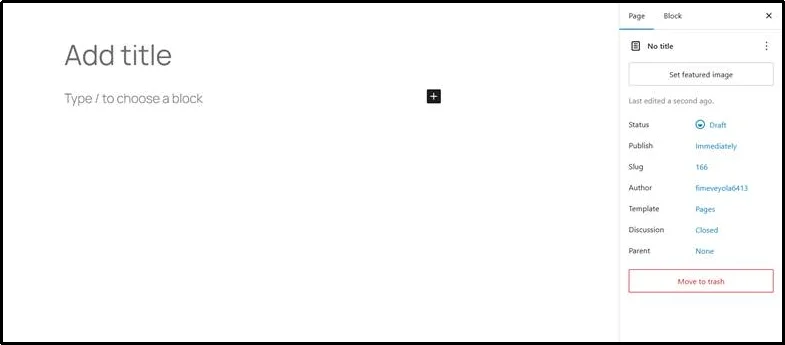 Blank WordPress page editor ready for content