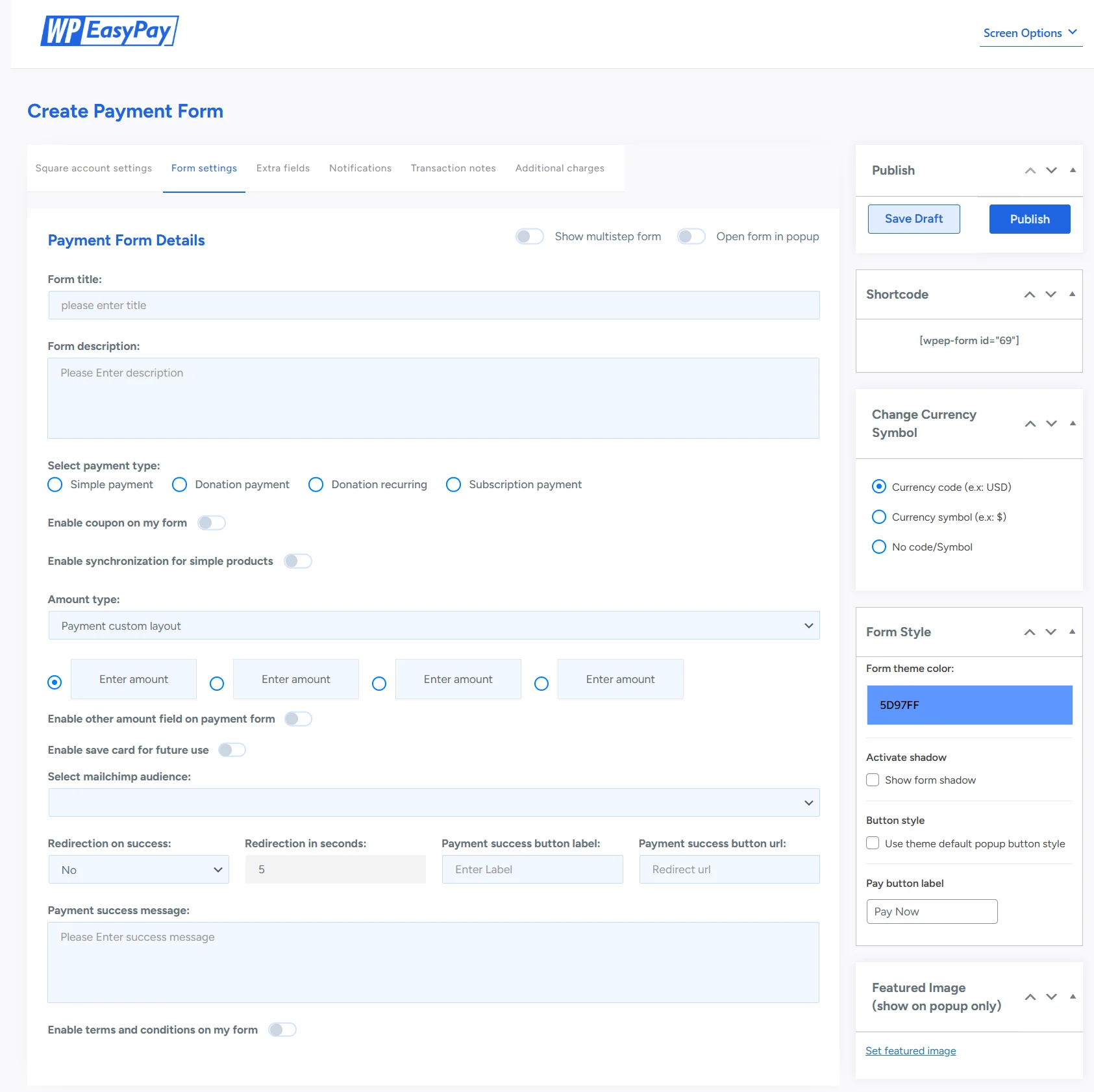 Create Your First Square Payment Form with WP Easy Pay - WP EasyPay