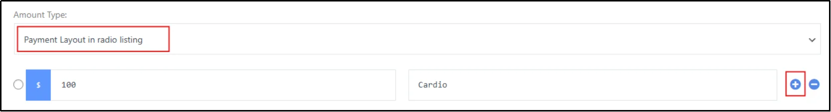 Select payment layout using radio button listing