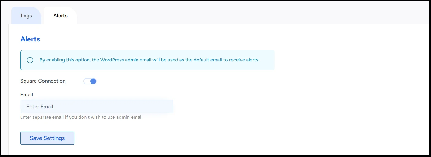 Alert settings panel with notification toggle options