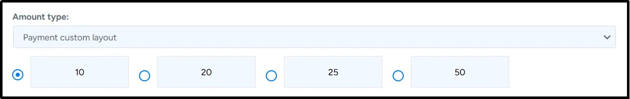 Enter preset subscription payment amounts in WordPress form