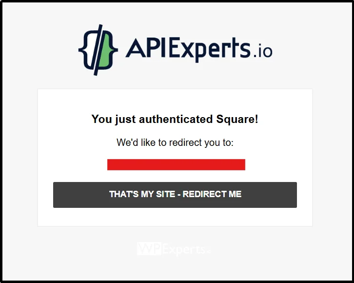 Square authorization screen returning back to WordPress site