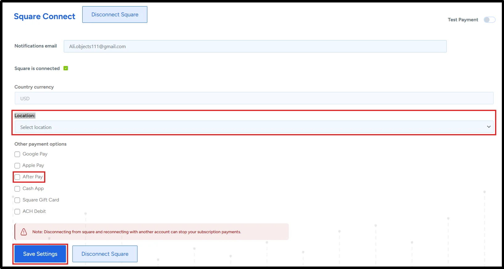 Selecting Afterpay payment method in WP EasyPay payment options
